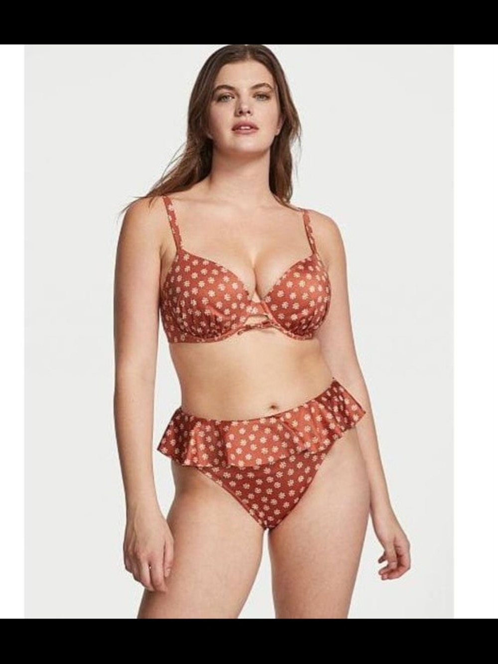 Victoria's Secret Rust Floral Ruffle Bikini Set